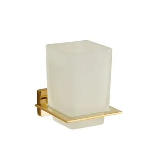 Altın fincan bardak tutucu banyo aksesuarları set duvar monte bitirmek cam diş fırçası kabı tutucu
