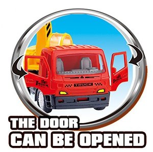 Set di 6 <span class=keywords><strong>veicoli</strong></span> da costruzione costruttori di città Pullback-include autocarro con cassone ribaltabile, betoniera, camion della spazzatura, escavatore, gru - Product Image 2