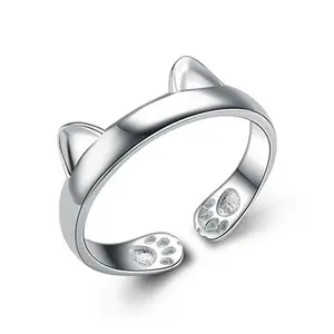 Thiết Kế Mới 2018 NHẪN Kỷ Niệm 925 Sterling Silver Cat L Woman