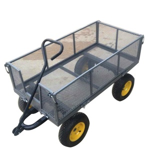 Chariot de jardin d'extérieur en acier de haute qualité à 4 roues Chariot de remorque grillagé à usage intensif - Product Image 3