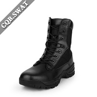 Bottes tactiques d'entraînement du désert en cuir noir de 8 pouces de haut pour hommes, bottines antidérapantes en daim et ciment