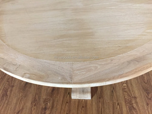 <span class=keywords><strong>Table</strong></span> à manger ronde de <span class=keywords><strong>grande</strong></span> taille en <span class=keywords><strong>bois</strong></span> massif de chêne avec plateau et base en acier inoxydable MRS WOODS - Product Image 4