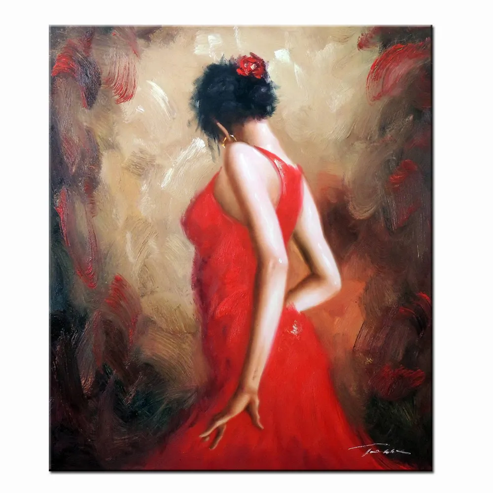 Flamenco ballerino di danza classica pittura a olio di arte su tela di canapa