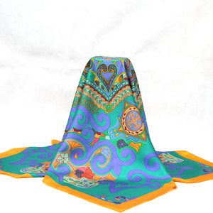 Bufanda de pavo con impresión de pantalla de sarga de seda 100% personalizada - Product Image 2