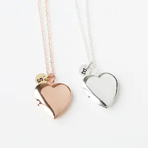 Rvs Sieraden Moederdag Verjaardagscadeau Gouden Hart Medaillon Initial Ketting Medaillon Ketting