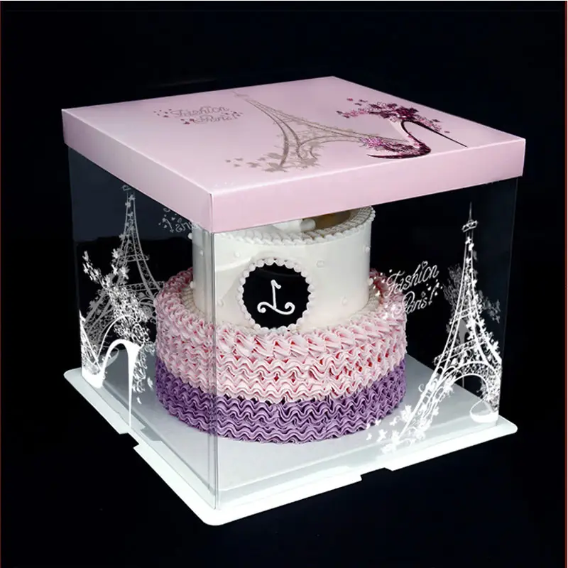 Custom logo printed pvc cake box from packaging design companies in china