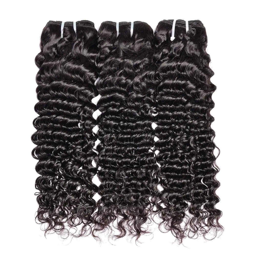 100% मानव बाल गहरी घुंघराले लहर 8a पेरू बाल कच्चे असंसाधित कुंवारी बाल बंडलों
