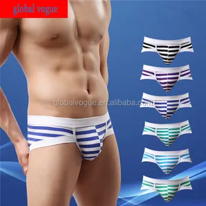 Ropa interior de algodón a rayas para hombre, calzoncillos transpirables convexos en U, venta directa de fábrica