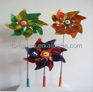 Цветная Регулируемая ручная ветряная мельница с цветком из ПВХ для детей