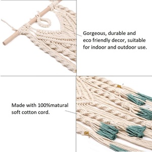 Macrame di Attaccatura di Parete Verde e Beige Tessuto Arazzo <span class=keywords><strong>Boho</strong></span> <span class=keywords><strong>Chic</strong></span> Del Pendente Delle Nappe Hippie Della Boemia di Arte Della Parete Della Decorazione Della <span class=keywords><strong>Casa</strong></span> - Product Image 4