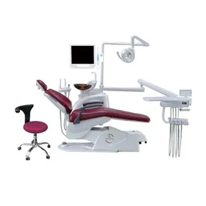Eine komfortable Dentale inheit und ein Zahnarzt stuhl mit LED-Lampe oder Halogenlampe
