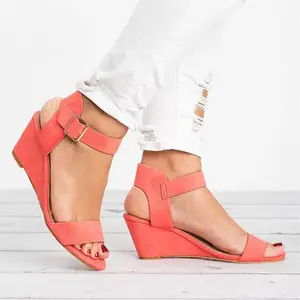 Plus Size Cunhas Sapatos de Verão Sandálias de Salto Alto para As Mulheres