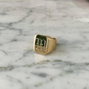 Inspire Jewelry 2019 Joyería de Oro al por Mayor Anillo de Sello Grabado Personalizado para Hombre Anillo de Sello con Inicial en Inglés Antiguo - Product Image 2