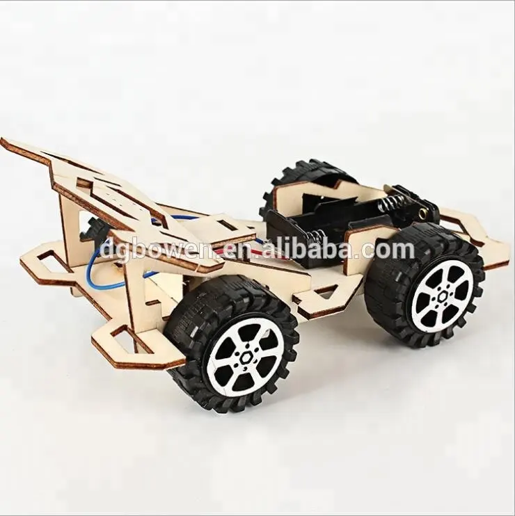2019 Hotsale Kids toys DIY Electric Wood Racing Car Assembled Puzzles Scientific Experiment Toy Educational Mini Model Early Lea