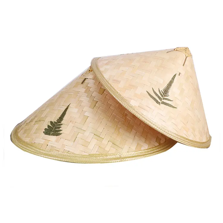 중국 제조 업체 사용자 정의 만든 패션 새로운 디자인 대나무 팜 리프 베트남 원뿔 모자 여름