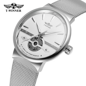 Montre de luxe T-WINNER Noble Top Fashion pour homme, bracelet <span class=keywords><strong>en</strong></span> acier inoxydable, automatique, analogique, alarme, résistante à l'eau - Product Image 6