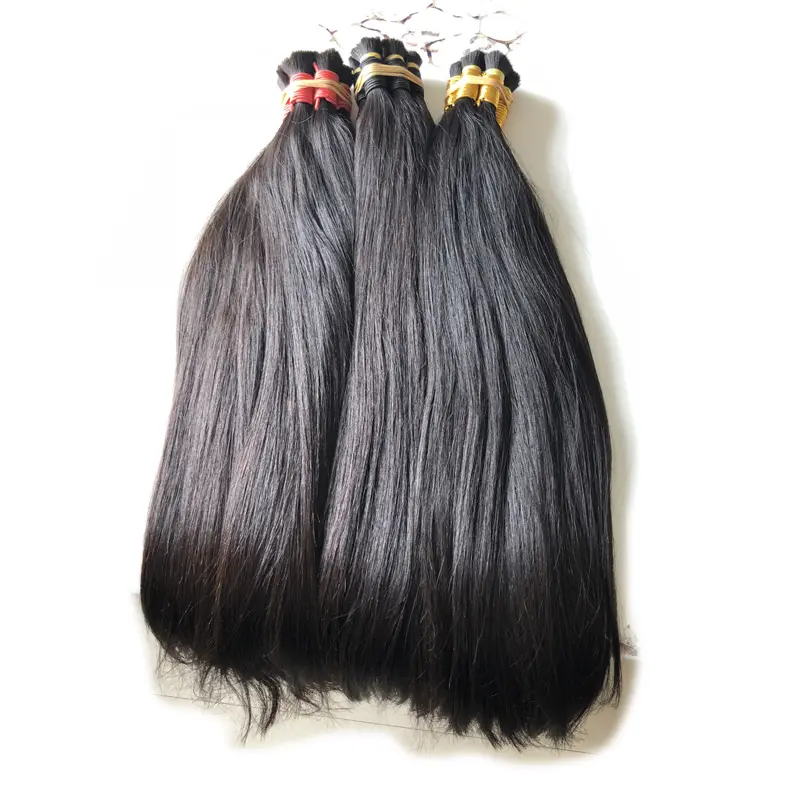 50 cm 80cm color natural crudo chino remy de la Virgen del pelo humano a granel para trenzar y extensiones de cabello hacer