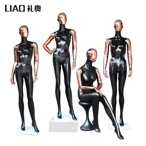 Mode display Rose Goud Gezicht en Armen Metalen plating vrouwelijke mannequins full body