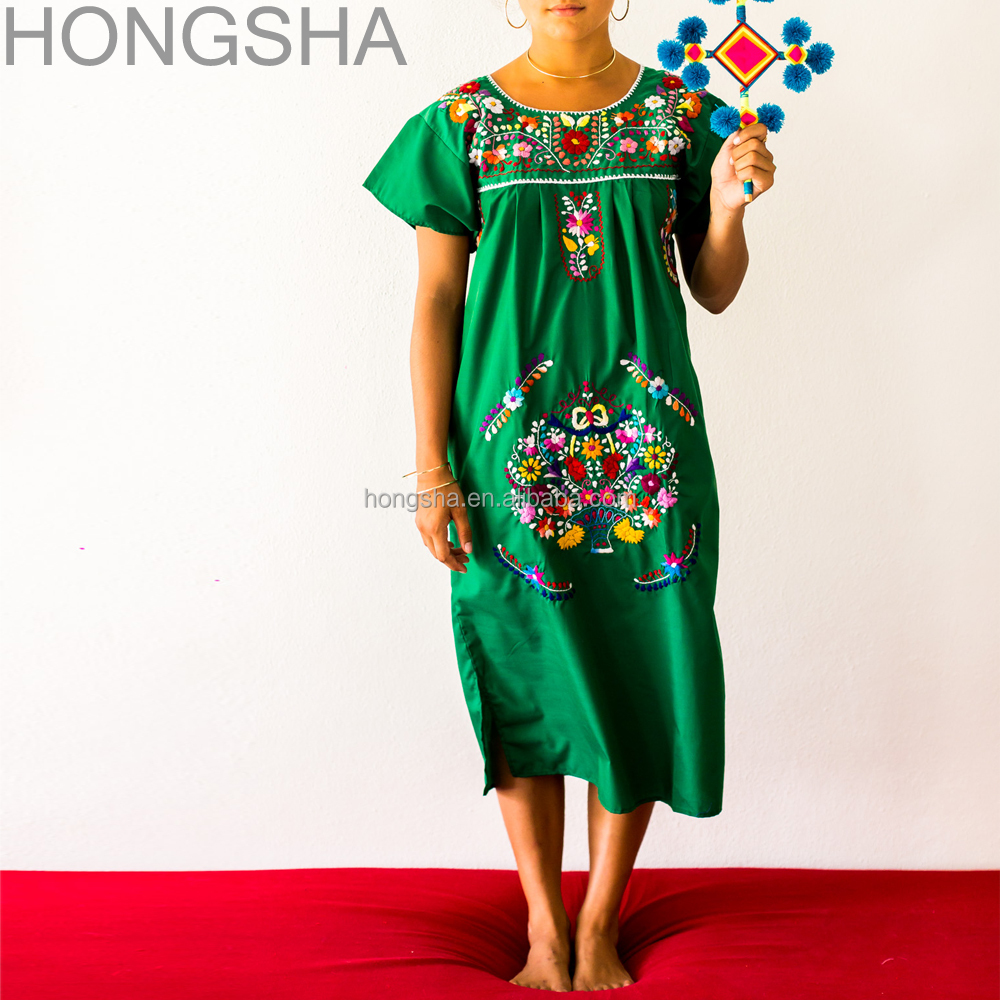 mexican embroidered maternity dress Belen Floral Dress-Mexican Hand Embroidered Dress-Vestido Mexicano Floral main image 1