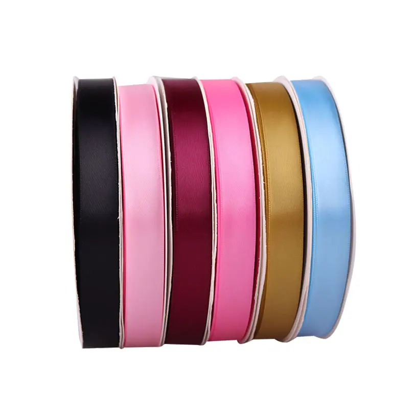 100yard /roll Single Face Polyester Solid Color Satin Ribbon Stock Wholesale 16 mm 5/8 inch Polyester Ribbon