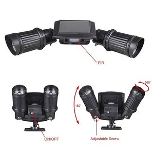 Solar powered Led lights PIR Motion Sensor dual head adjustable headlamp waterproof 14 LED wall Night Light for garden yard - Product Image 3