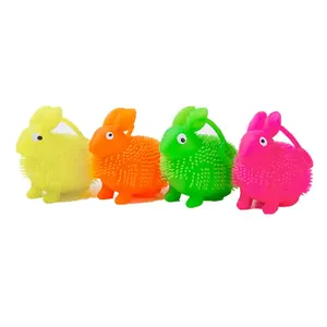 New Custom Light Up Flexible Rabbit Puffer Ball for Kids Animal Squishy Stress Relief Flashing Toys Wholesale