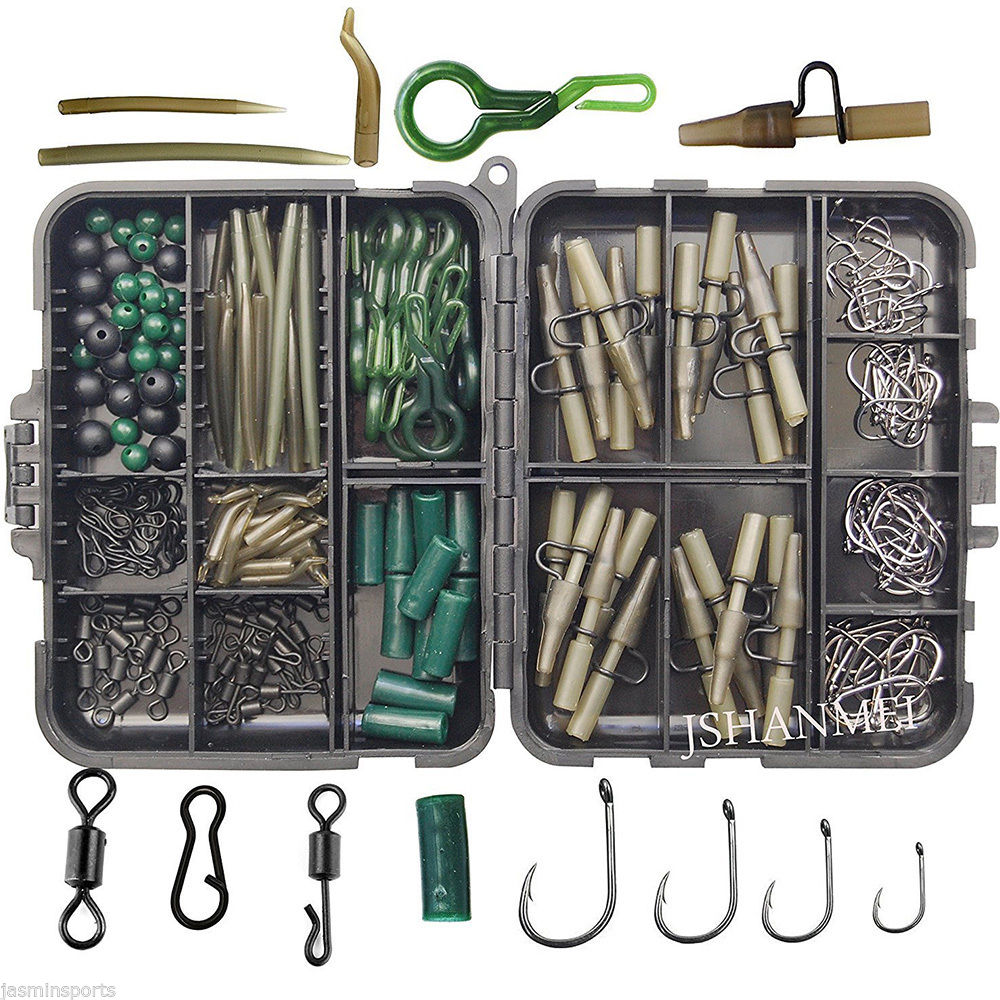 160pcs fishing accessories Saltwater Tackle Kit,160pcs Surf Fishing Gear Set Saltwater Lures Bucktail Jigs Fishing Bait Rigs Pyramid Sinkers Leaders Hooks Swivels Ocean Beach Fishing with Tackle Box : Sports & bass casting weights sinker 160pcs Fishing Kit, Strong Bait