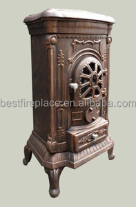 Poêle à <span class=keywords><strong>bois</strong></span> moderne en fonte Bestfire, autoportant, pour intérieur - Fabrication directe, petit foyer de chauffage pour la maison, bronze/noir mat - Product Image 3
