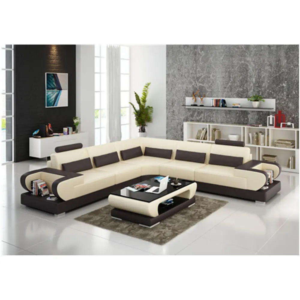 Customized color modern genuine leather cover living room sofa set