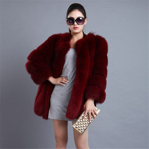 Vestes d'hiver en fourrure de Faux renard, couleur bordeaux, mode de haute qualité, manteaux pour femmes, collection <span class=keywords><strong>2019</strong></span> - Product Image 2