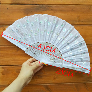 [I AM YOUR FANS]-abanico de mano clásico de 9 pulgadas/23CM L, abanico de mano de baile, de boda, blanco, 27 colores a elegir - Product Image 2