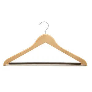 Assessed Supplier LINDON Black Anti-slip Round Bar Curved Wooden Hangers