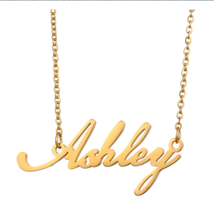 Kalung Nama Pribadi Liontin Stainless Steel Berlapis Emas