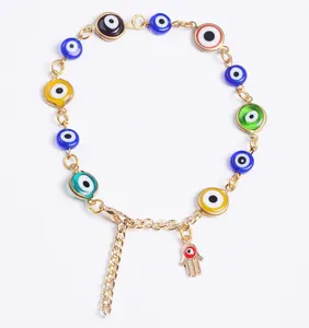 Colgante turco en oferta, Hamsa, multicolor, ojo malvado, cuentas, cadenas, yiwu, pulsera barata, venta al por mayor