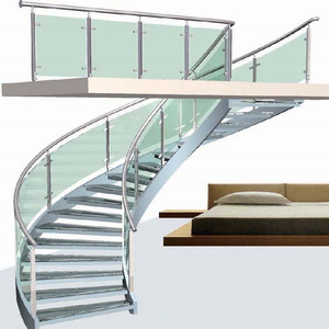 <span class=keywords><strong>Escalier</strong></span> circulaire populaire avec garde-corps <span class=keywords><strong>en</strong></span> verre, double poutre et marches <span class=keywords><strong>en</strong></span> bois - Product Image 2