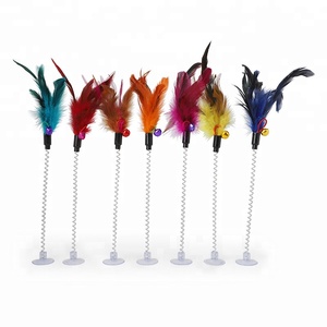 Giocattolo del Mouse della molla della ventosa di alta qualità prezzo economico Stand Teaser Cat Scratch Bell Toys Feather Cat Stick giocattoli elastici interattivi - Product Image 2