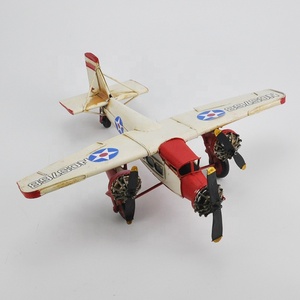 Modèle d'<span class=keywords><strong>avion</strong></span> vintage artisanal en métal de 33 cm, modèle d'<span class=keywords><strong>avion</strong></span> à l'échelle, biplan, décoration d'intérieur, articles d'ameublement - Product Image 4