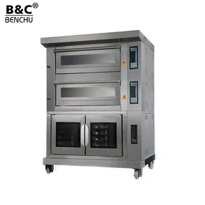 Electric Bread Konveksi Oven 2 Deck 4 Tarys Oven dengan 10 Pan Pemeriksaan Kabinet