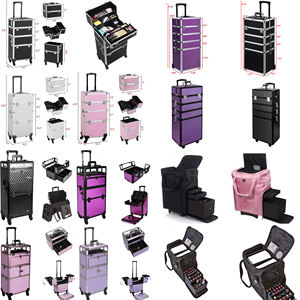 De <span class=keywords><strong>maquillaje</strong></span> de uñas caso profesional de <span class=keywords><strong>maquillaje</strong></span> de aluminio laminación de carro cosméticos tren caso de exhibición con cajones - Product Image 2