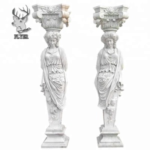 Columnas Romanas Clásicas de Lujo en Mármol Natural con Estatua de Mujer en Mármol - Product Image 5