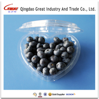 Plastic Hartvormige Bakje Voor Bosbessen, Clear Blister Fruit Clamshells 125 Gram