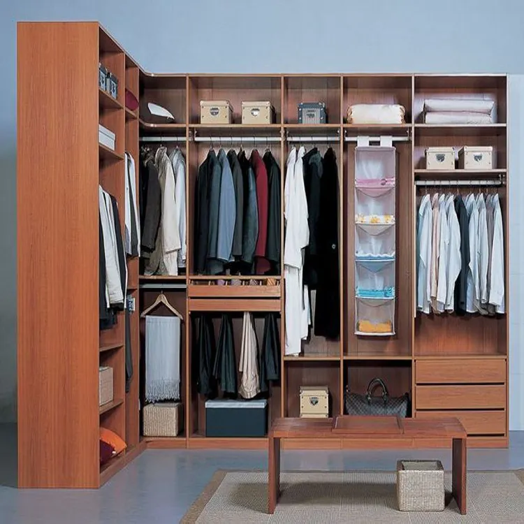 MDF L-shaped armoire wardrobe cabinet used with drawers
