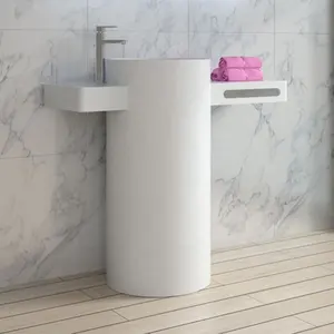 संगमरमर कान ठोस सतह सिंक कृत्रिम पत्थर कुरसी वॉश बेसिन के साथ बाथरूम में भोजन कक्ष के लिए डिजाइन