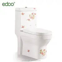 Chaoan edoo vitrifiye fabrika üreticisi sifon tek parça tuvalet çiçek çıkartma