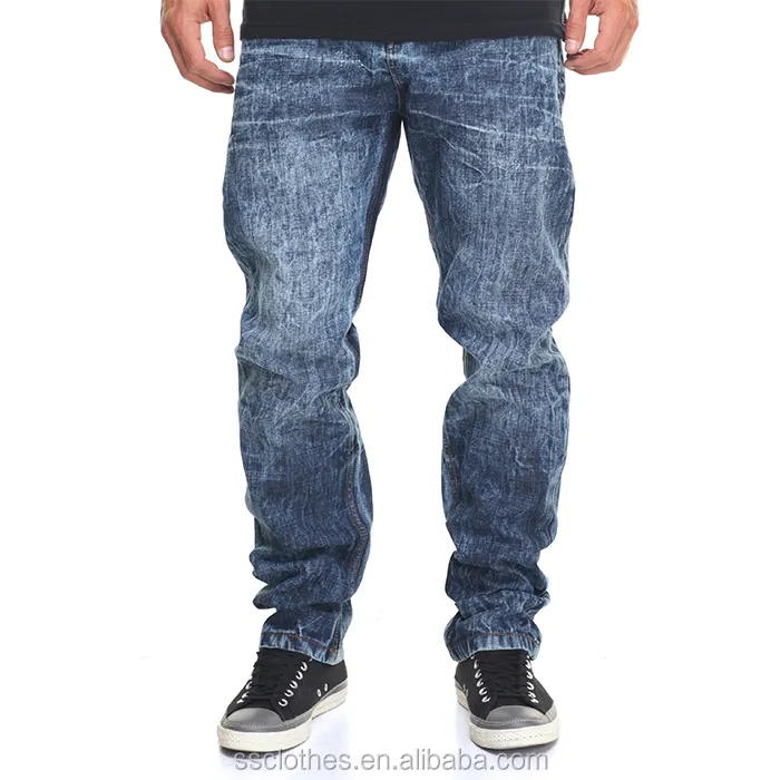 Celana Jeans Denim Pria, Jeans Gaya Baru Kustom Tanpa Nama Merek dengan Kualitas Tinggi