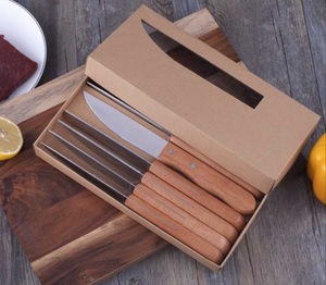 Piezas dentadas económicas profesionales para restaurante occidental, juego de tenedor de postre y carne con mango de madera - Product Image 2