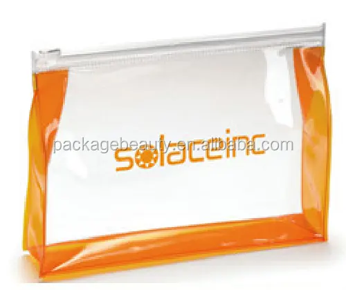 Heat Welding Eco-friendly Colored Clear Transparent PVC Zipper Bag With Logo