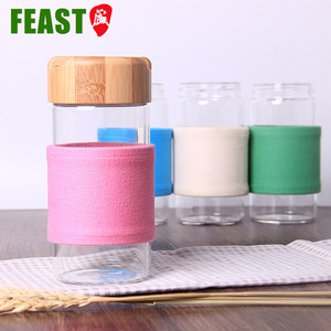 Botella de agua de vidrio, con soporte para teléfono, energía de cristal, borosilicato - Product Image 2