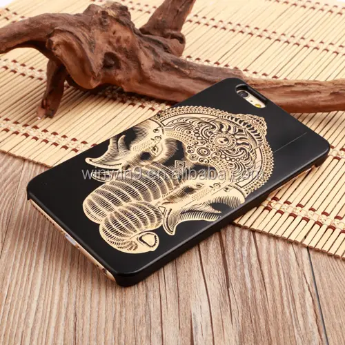 Wholesales Black 3D Engraved More Design Wood PC Phone Accessory For iPhone 8