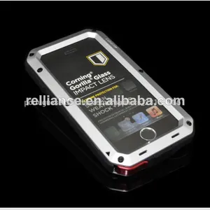 metal alumínio shockproof vidro gorilla impermeável luz de casos de telefone celular para iphone5s